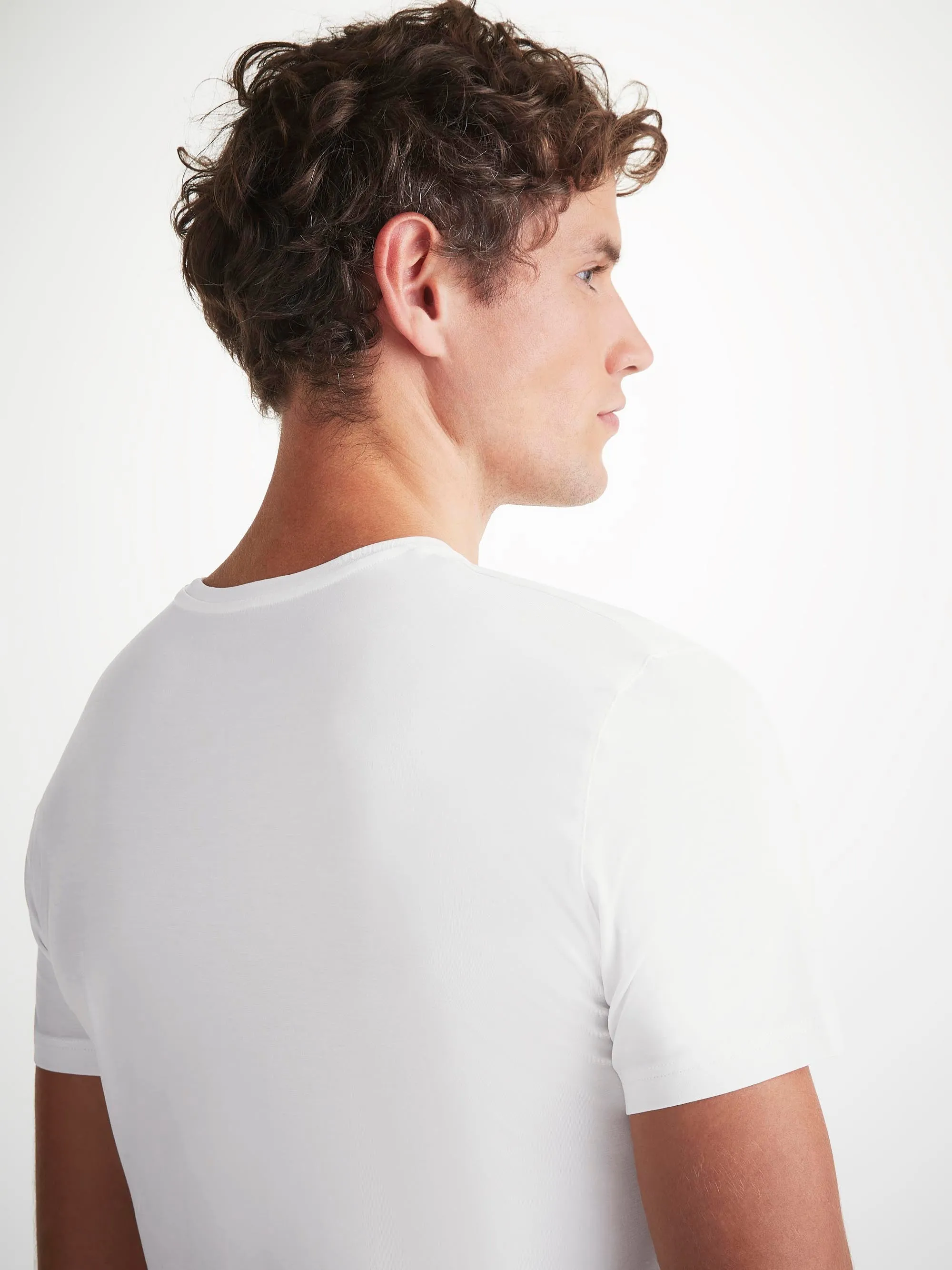 Men's T-Shirt Basel Micro Modal Stretch White sold by Derek Rose product image thumbnail 5
