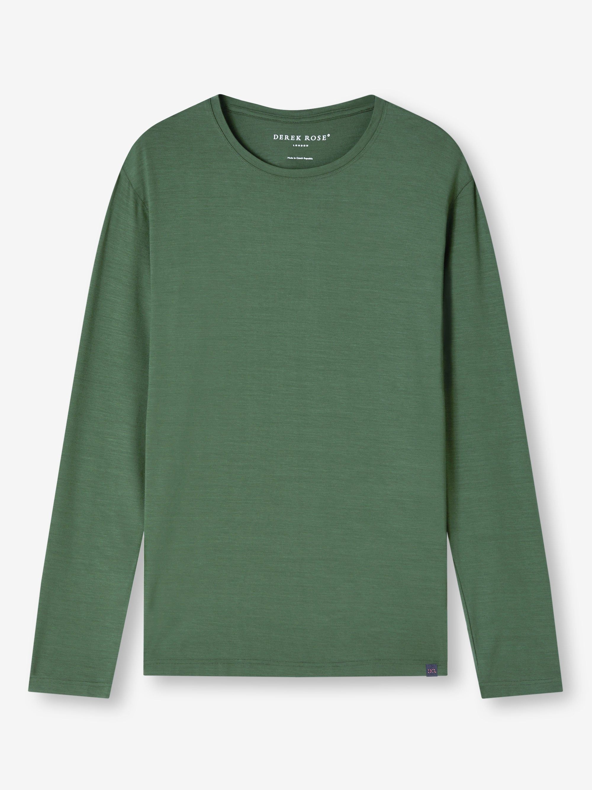 Men's Long Sleeve T-Shirt Basel Micro Modal Stretch Hunter Green sold by Derek Rose product image thumbnail 2
