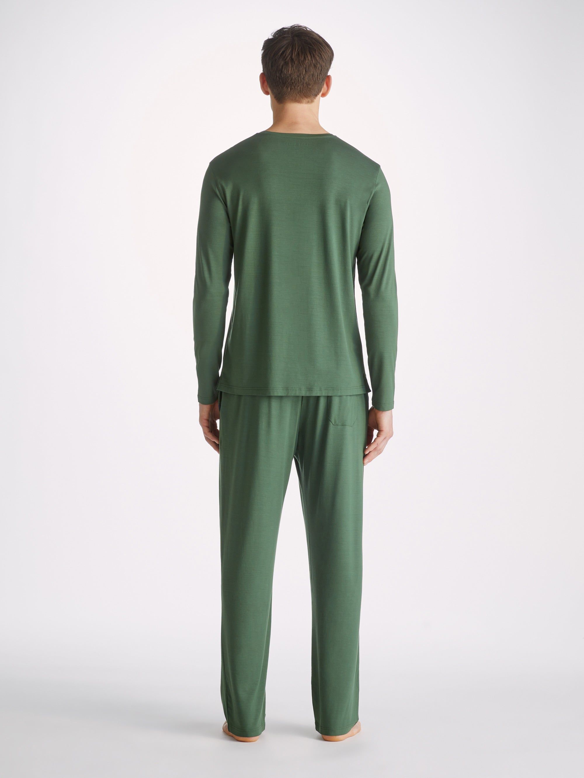 Men's Long Sleeve T-Shirt Basel Micro Modal Stretch Hunter Green sold by Derek Rose product image thumbnail 4