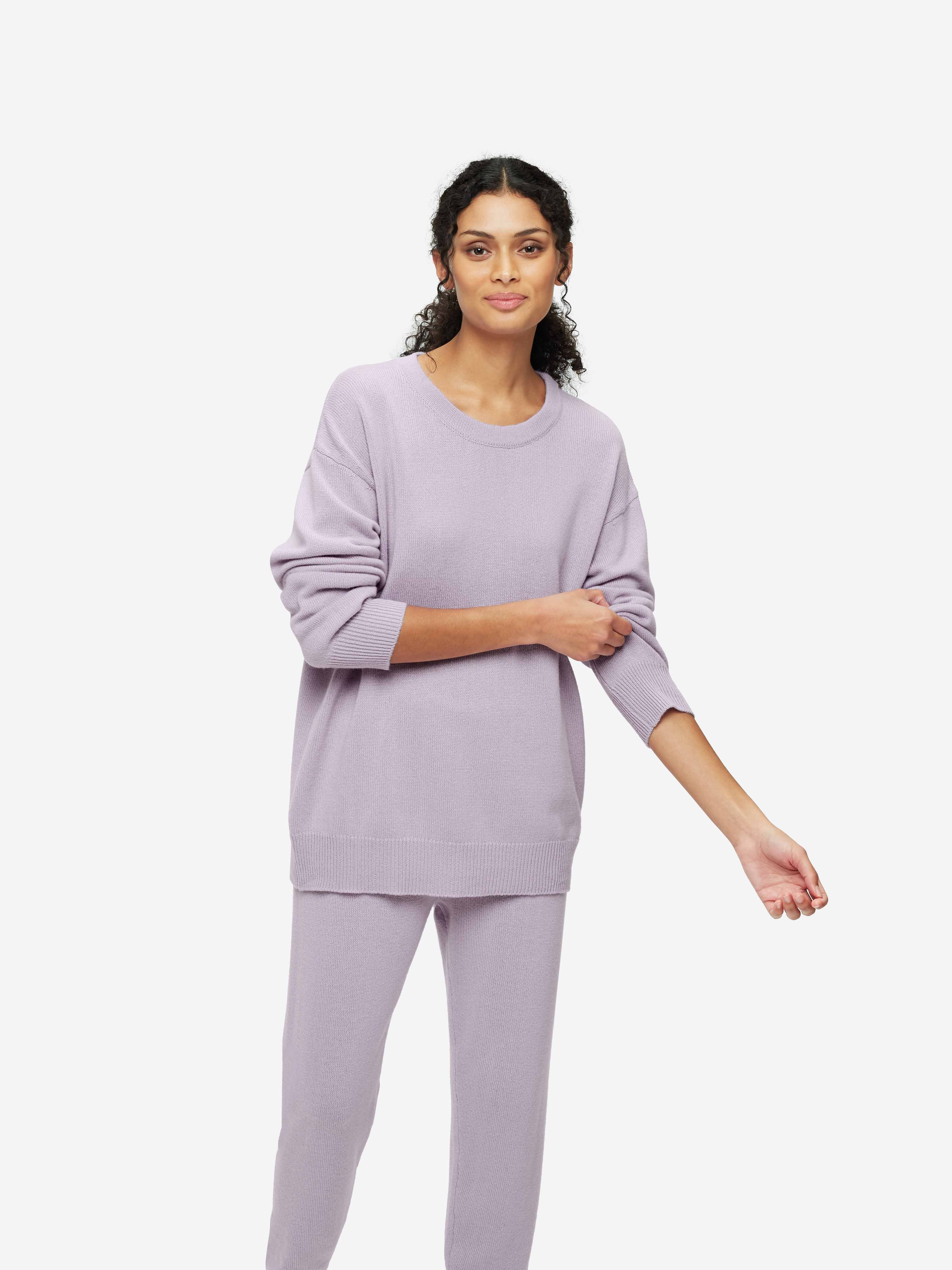 Women's Relaxed Sweater Daphne Cashmere Lilac sold by Derek Rose