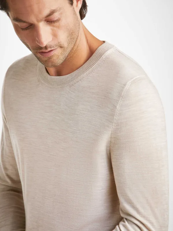 Men's Sweater Orson Merino Wool Oat sold by Derek Rose