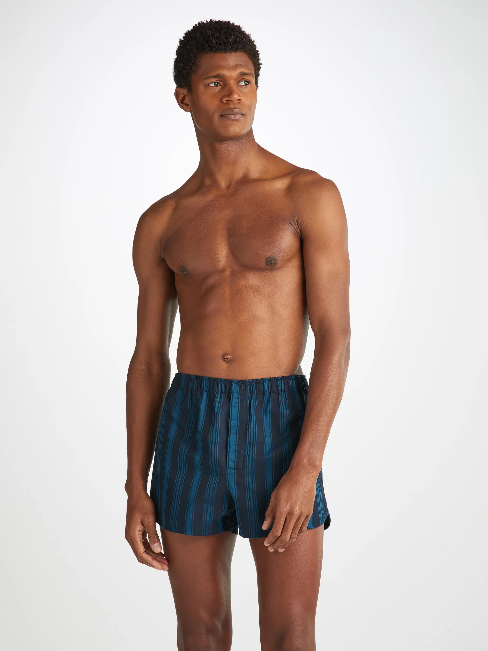 Men's Modern Fit Boxers Royal 222 Cotton Navy sold by Derek Rose