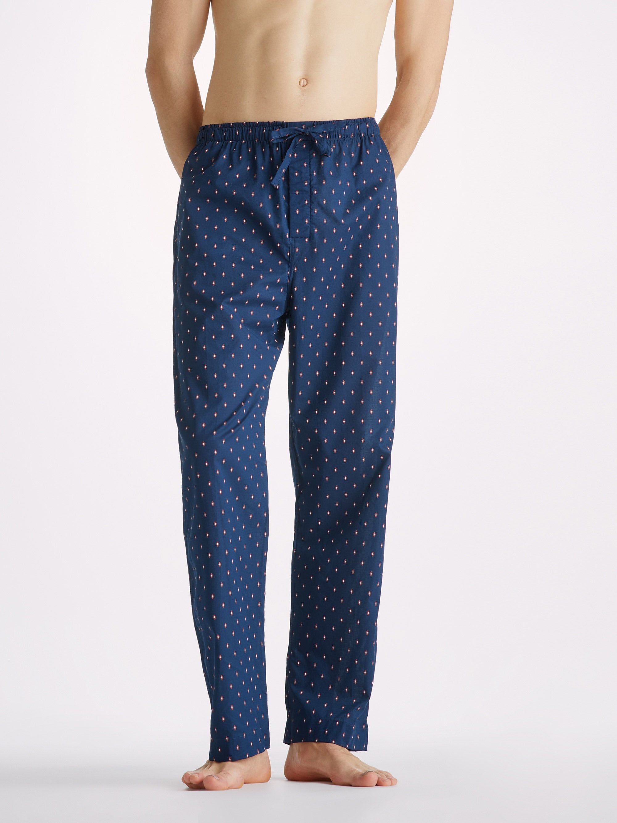 Men's Lounge Trousers Nelson 96 Cotton Batiste Navy sold by Derek Rose