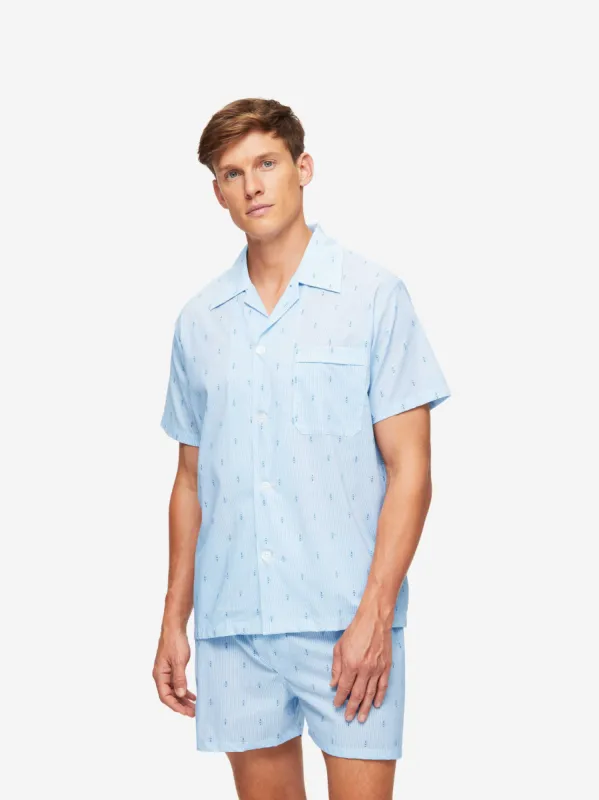 Men's Short Pyjamas Nelson 94 Cotton Batiste Blue sold by Derek Rose