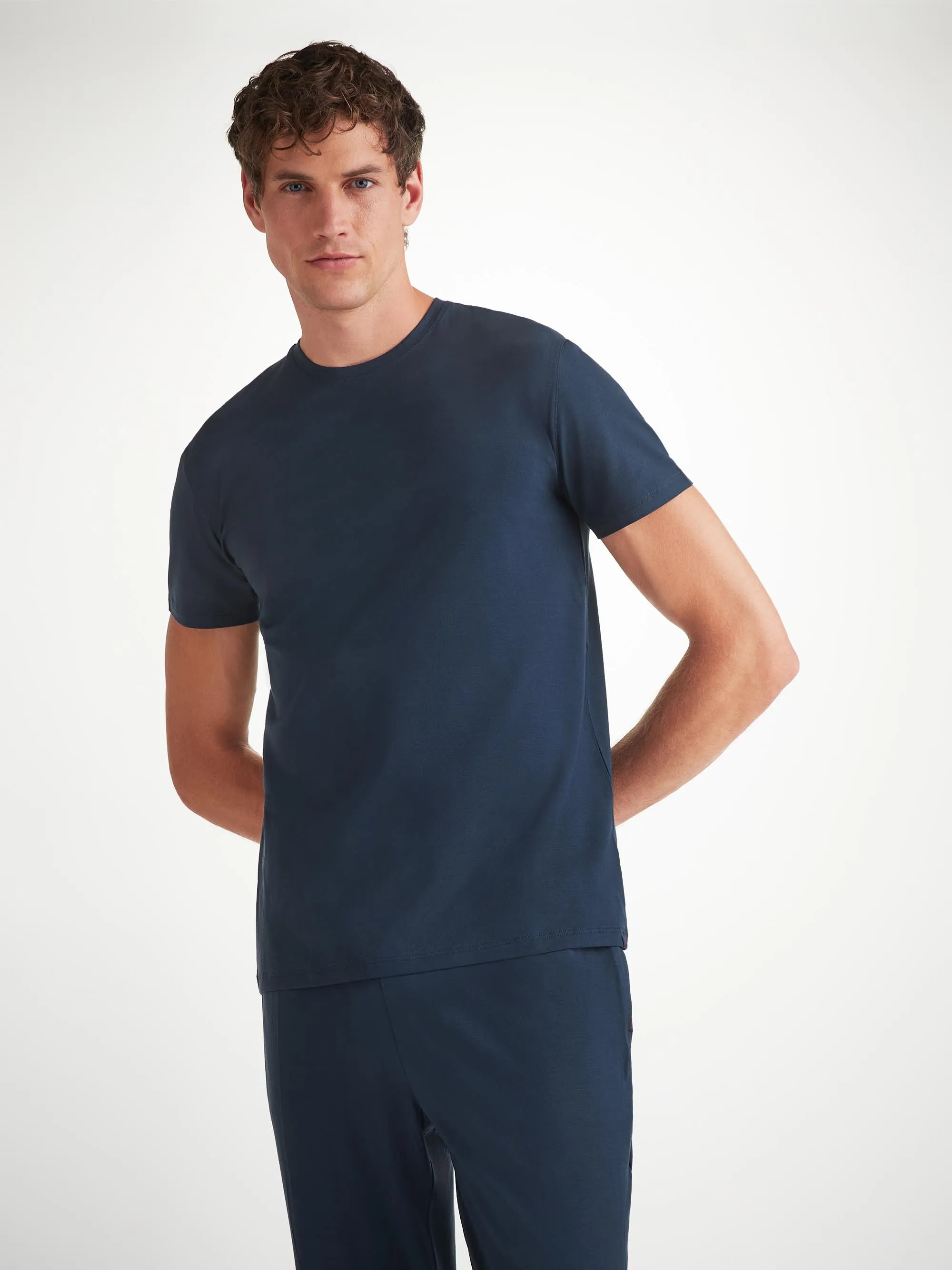 Men's T-Shirt Basel Micro Modal Stretch Navy sold by Derek Rose