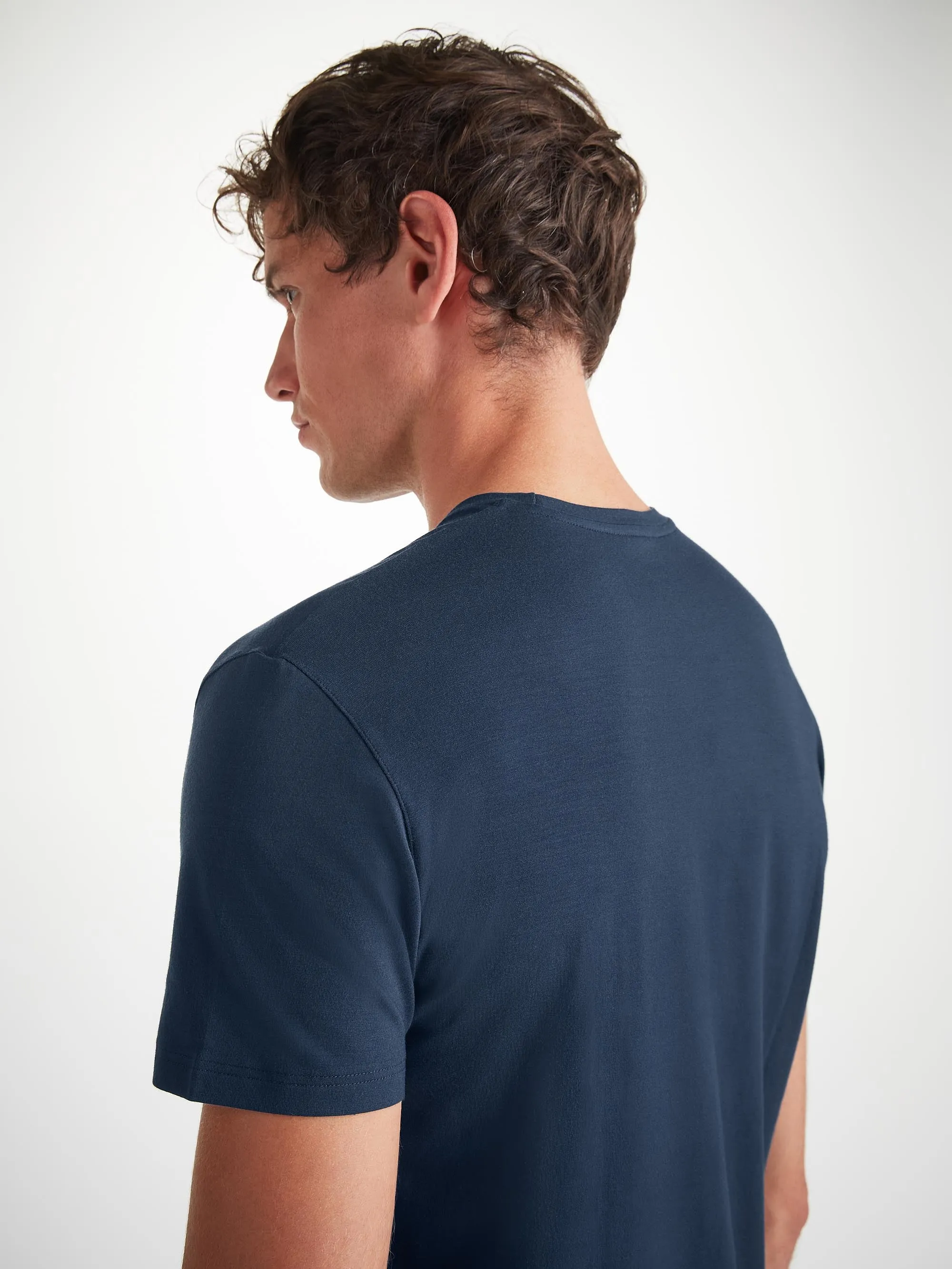 Men's T-Shirt Basel Micro Modal Stretch Navy sold by Derek Rose product image thumbnail 5