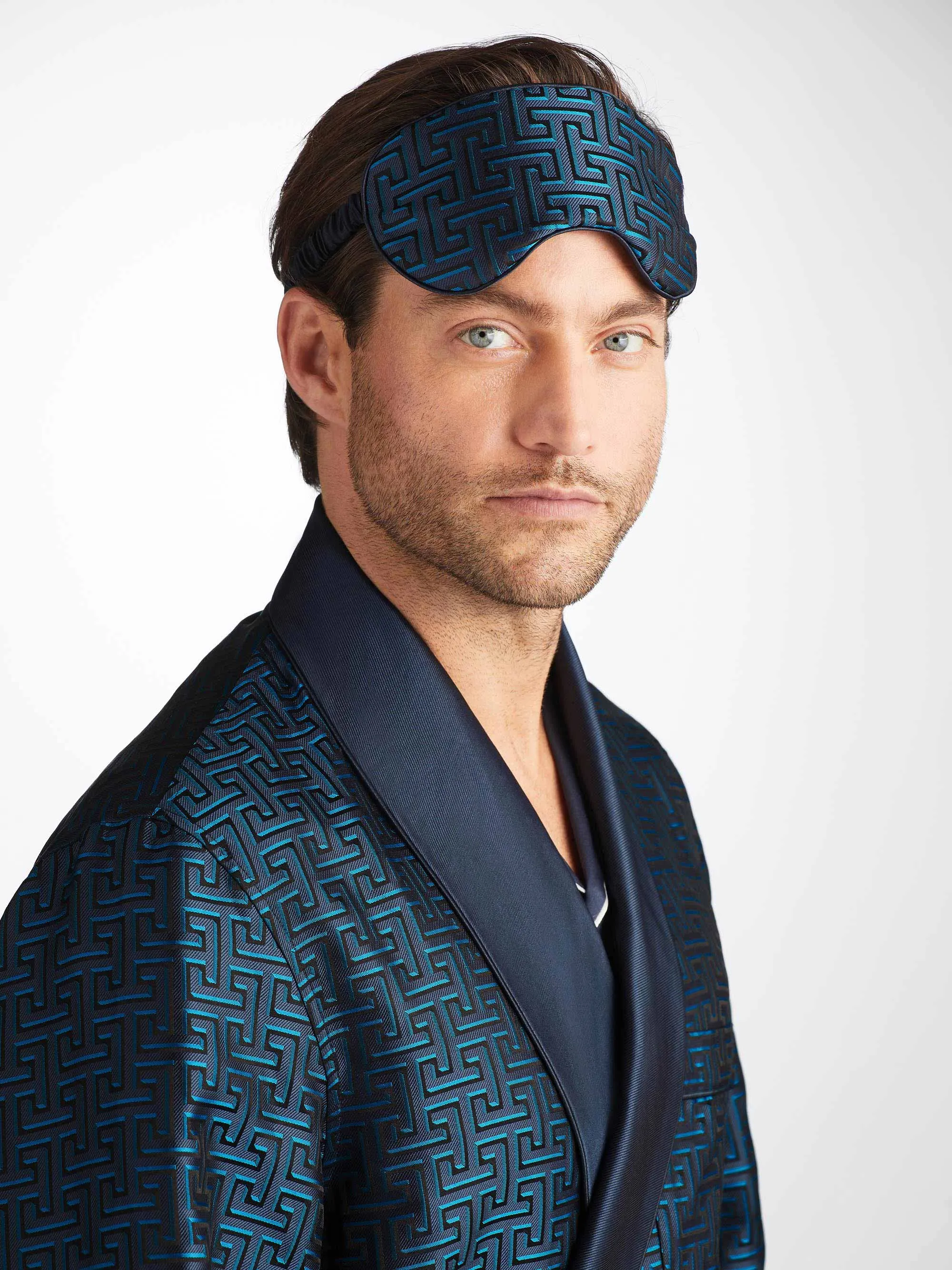 Eye Mask Verona 68 Silk Jacquard Navy sold by Derek Rose product image thumbnail 4