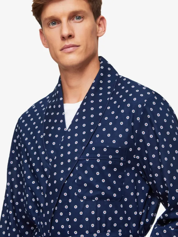 Men's Dressing Gown Nelson 93 Cotton Batiste Navy sold by Derek Rose