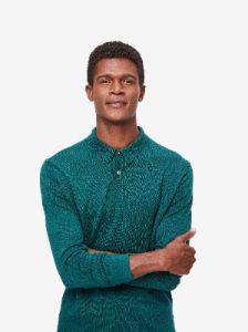 Men's Long Sleeve Polo Shirt Jacob Sea Island Cotton Green sold by Derek Rose