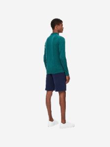 Men's Long Sleeve Polo Shirt Jacob Sea Island Cotton Green sold by Derek Rose
