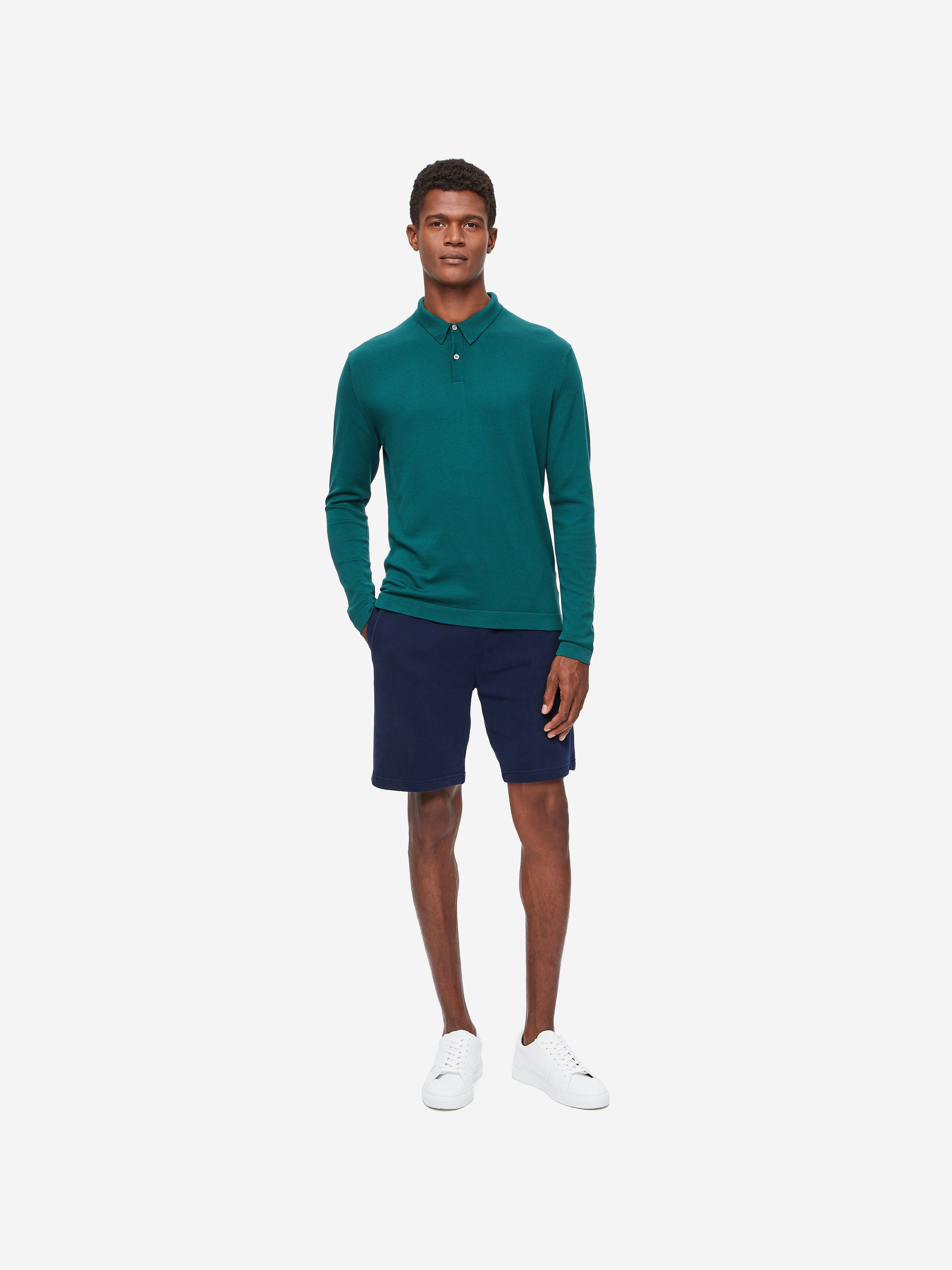 Men's Long Sleeve Polo Shirt Jacob Sea Island Cotton Green sold by Derek Rose product image thumbnail 3