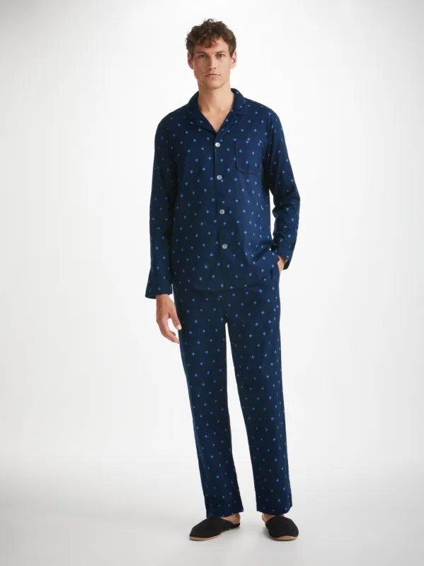 Men's Modern Fit Pyjamas Nelson 98 Cotton Batiste Navy sold by Derek Rose