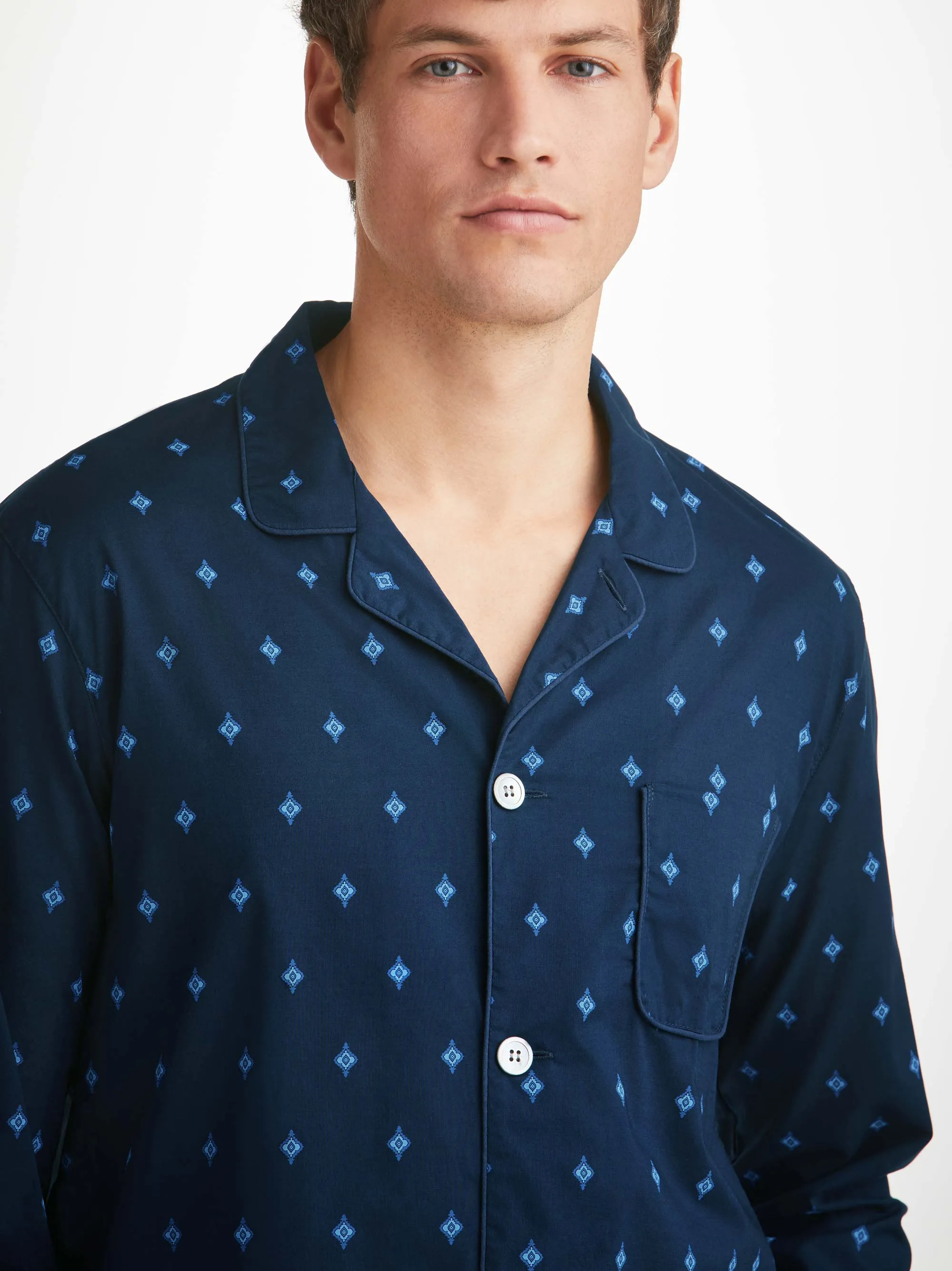 Men's Modern Fit Pyjamas Nelson 98 Cotton Batiste Navy sold by Derek Rose product image thumbnail 5
