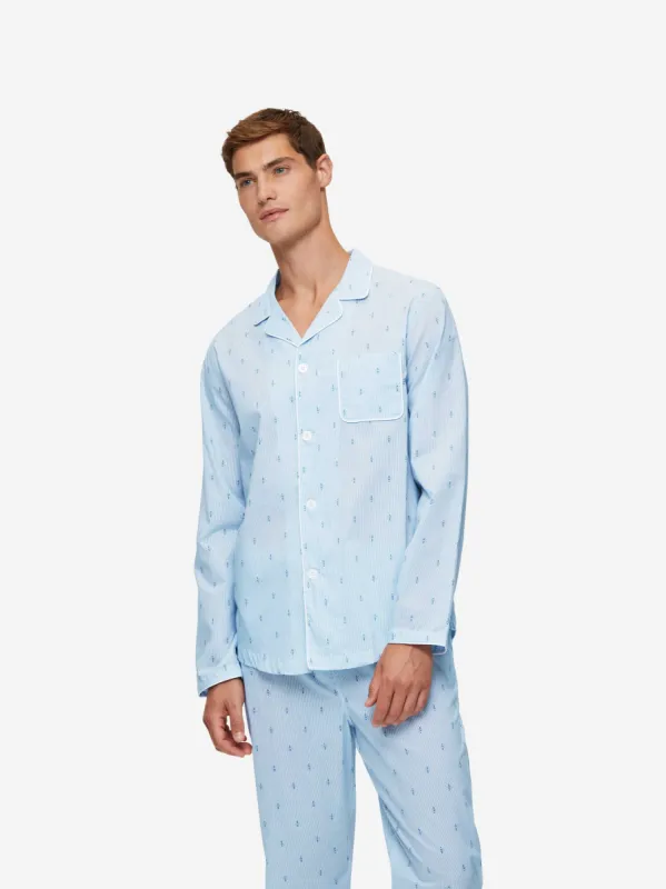 Men's Modern Fit Pyjamas Nelson 94 Cotton Batiste Blue sold by Derek Rose