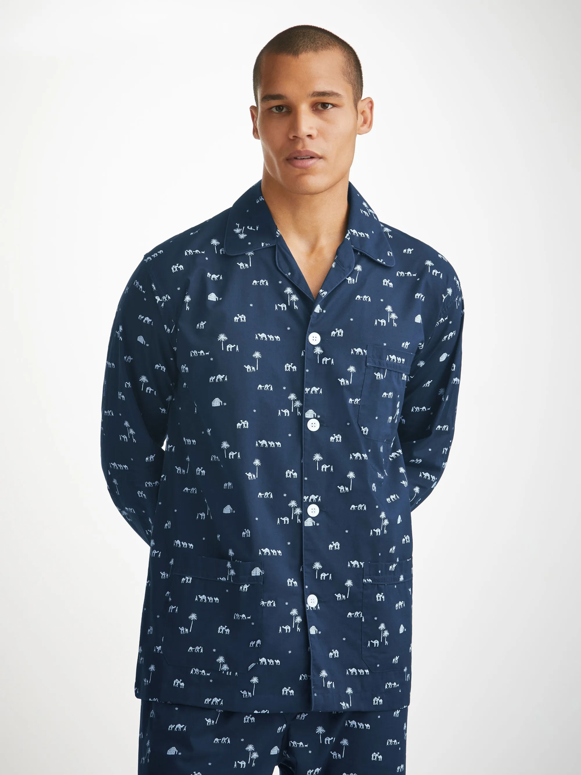 Men's Classic Fit Pyjamas Nelson 99 Cotton Batiste Navy sold by Derek Rose