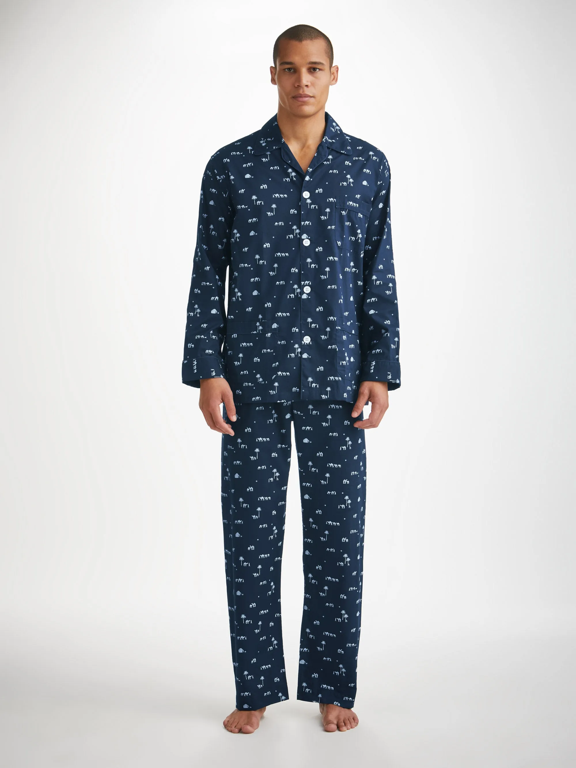 Men's Classic Fit Pyjamas Nelson 99 Cotton Batiste Navy sold by Derek Rose product image thumbnail 3