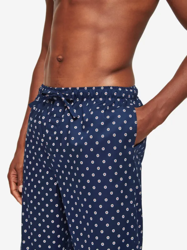 Men's Lounge Trousers Nelson 93 Cotton Batiste Navy sold by Derek Rose