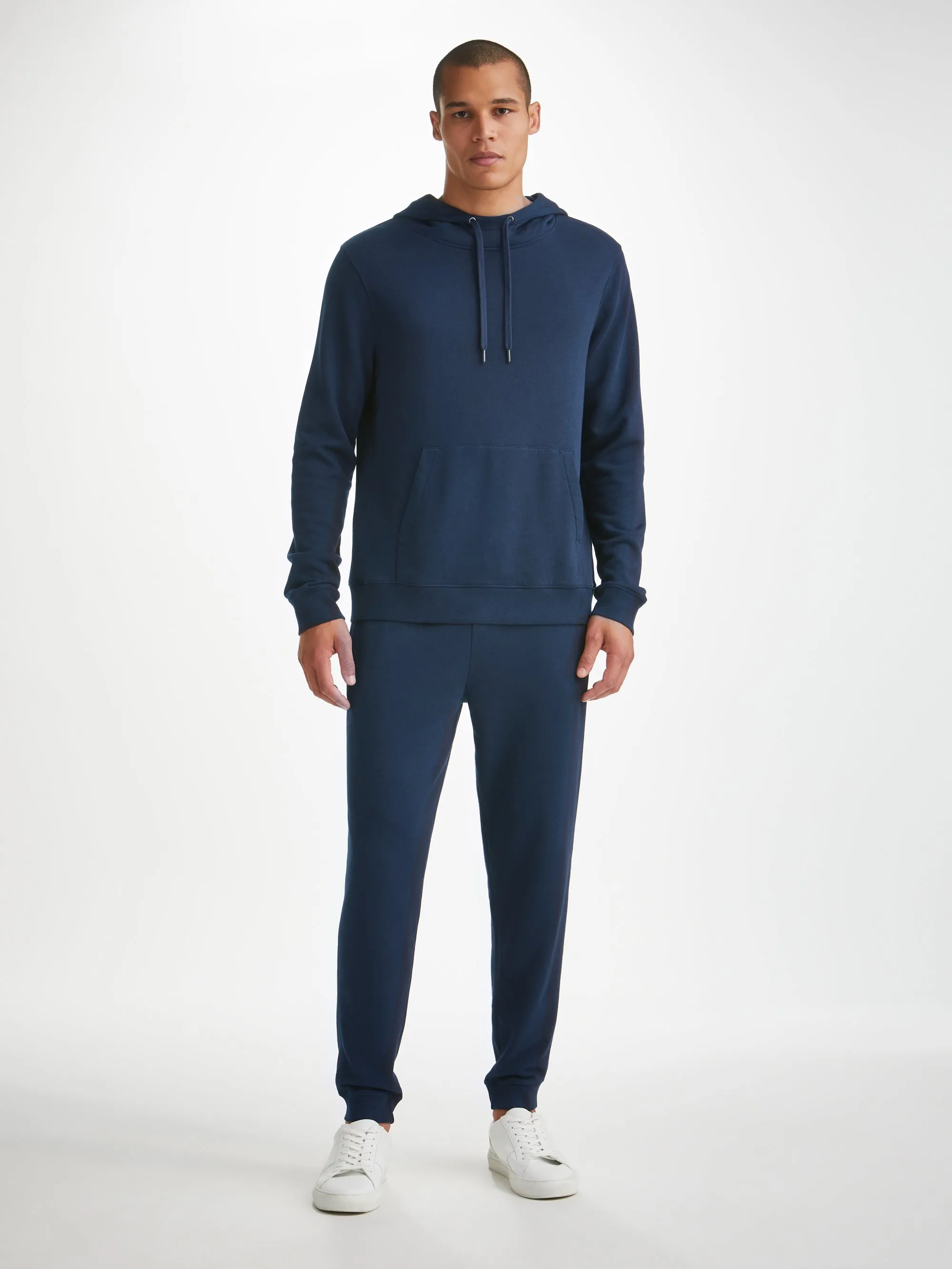 Men's Pullover Hoodie Quinn Cotton Modal Navy sold by Derek Rose product image thumbnail 4