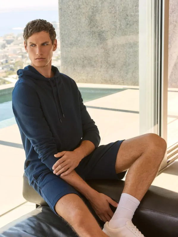 Men's Pullover Hoodie Quinn Cotton Modal Navy sold by Derek Rose