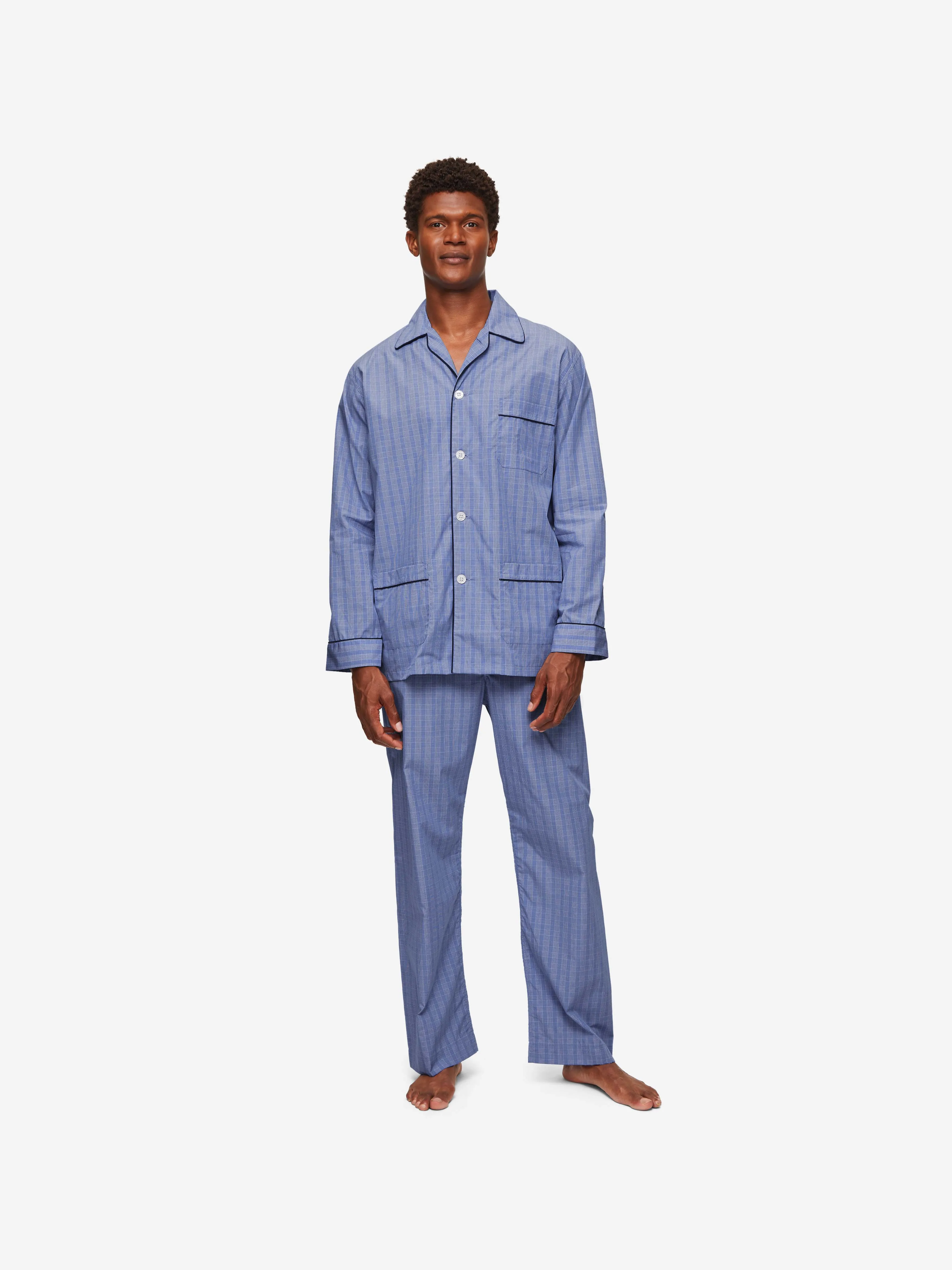 Men's Classic Fit Pajamas Felsted 3 Cotton Blue sold by Derek Rose product image thumbnail 3