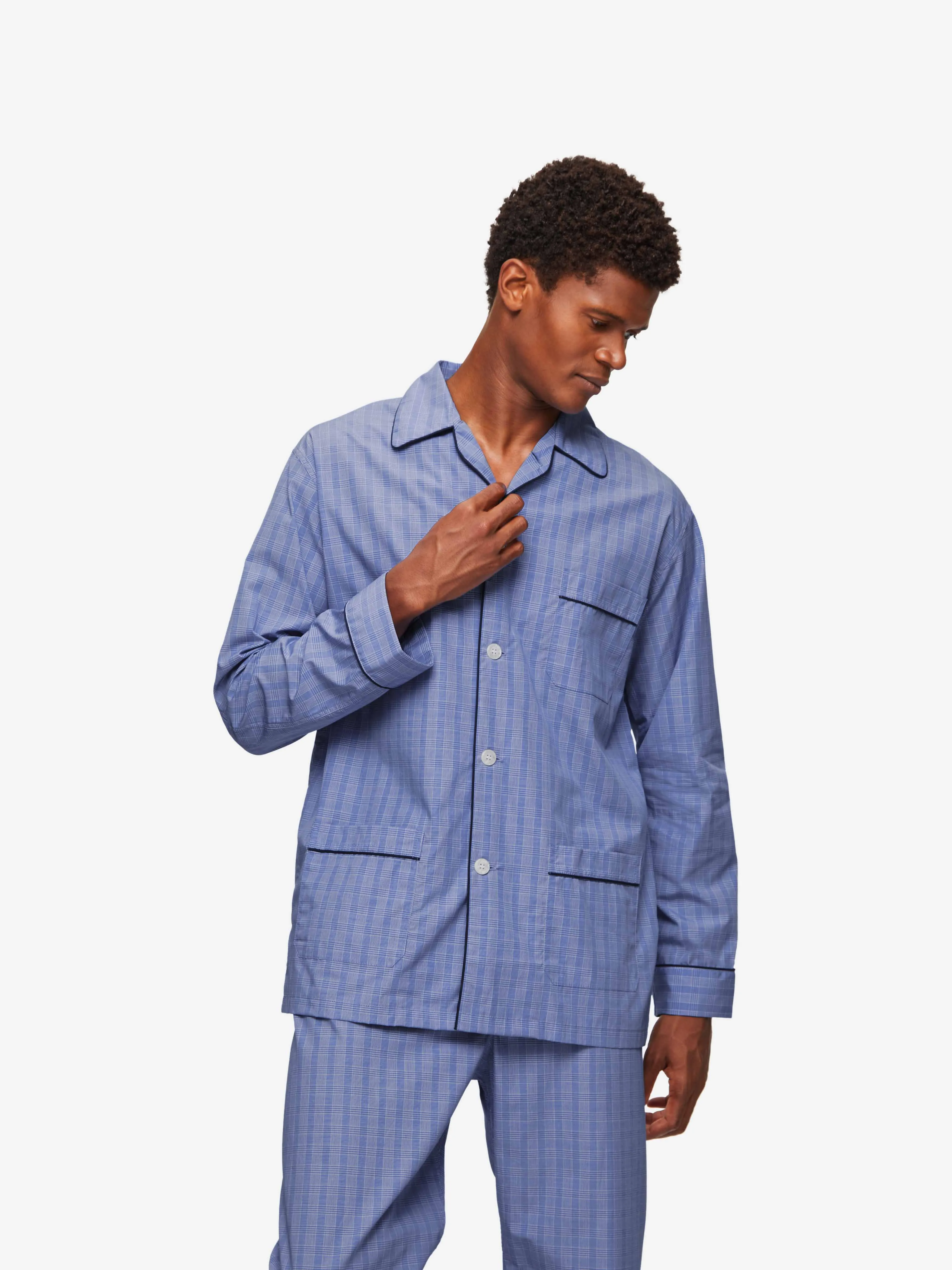 Men's Classic Fit Pajamas Felsted 3 Cotton Blue sold by Derek Rose
