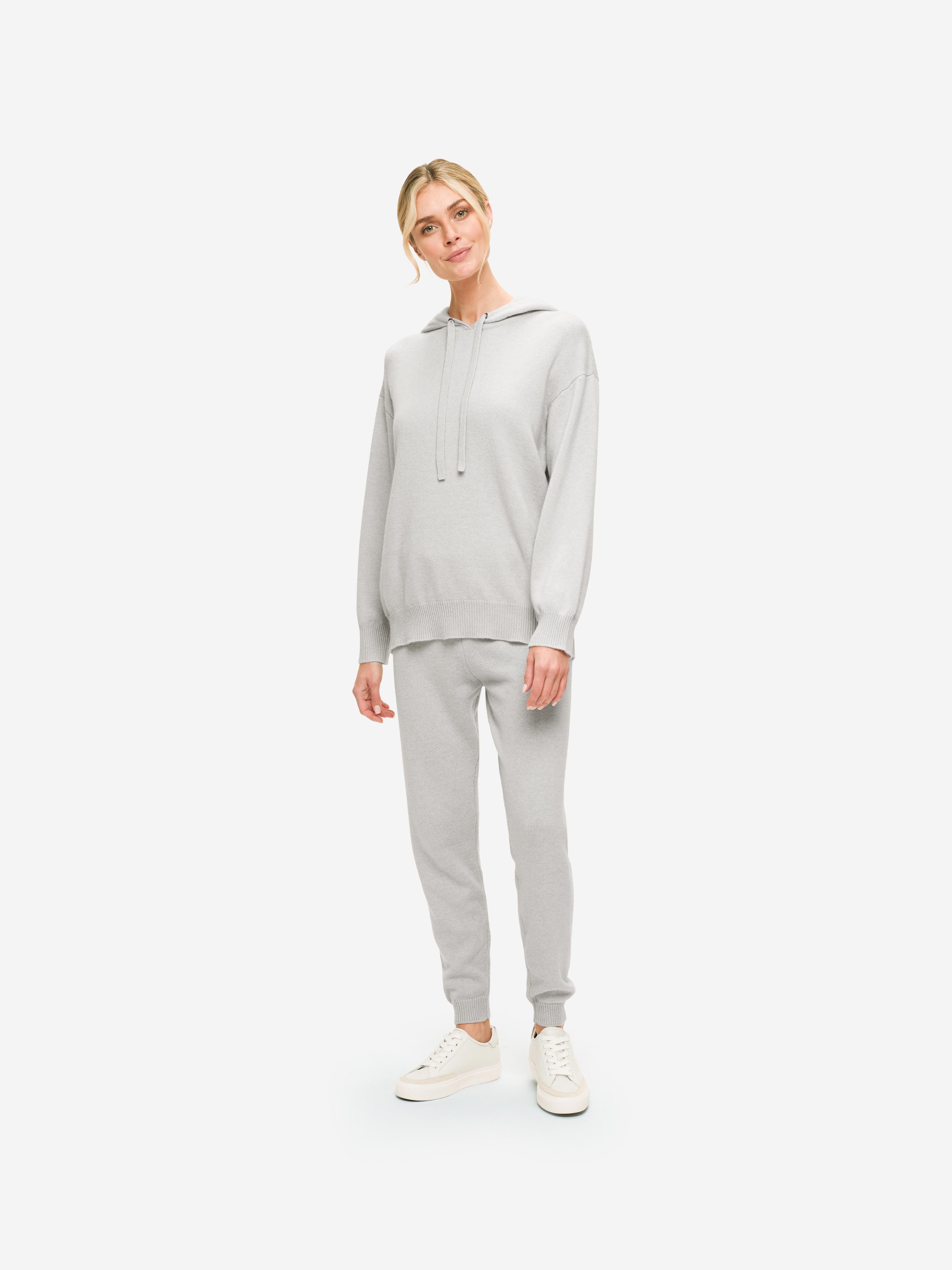 Women's Relaxed Pullover Hoodie Daphne Cashmere Silver sold by Derek Rose product image thumbnail 3