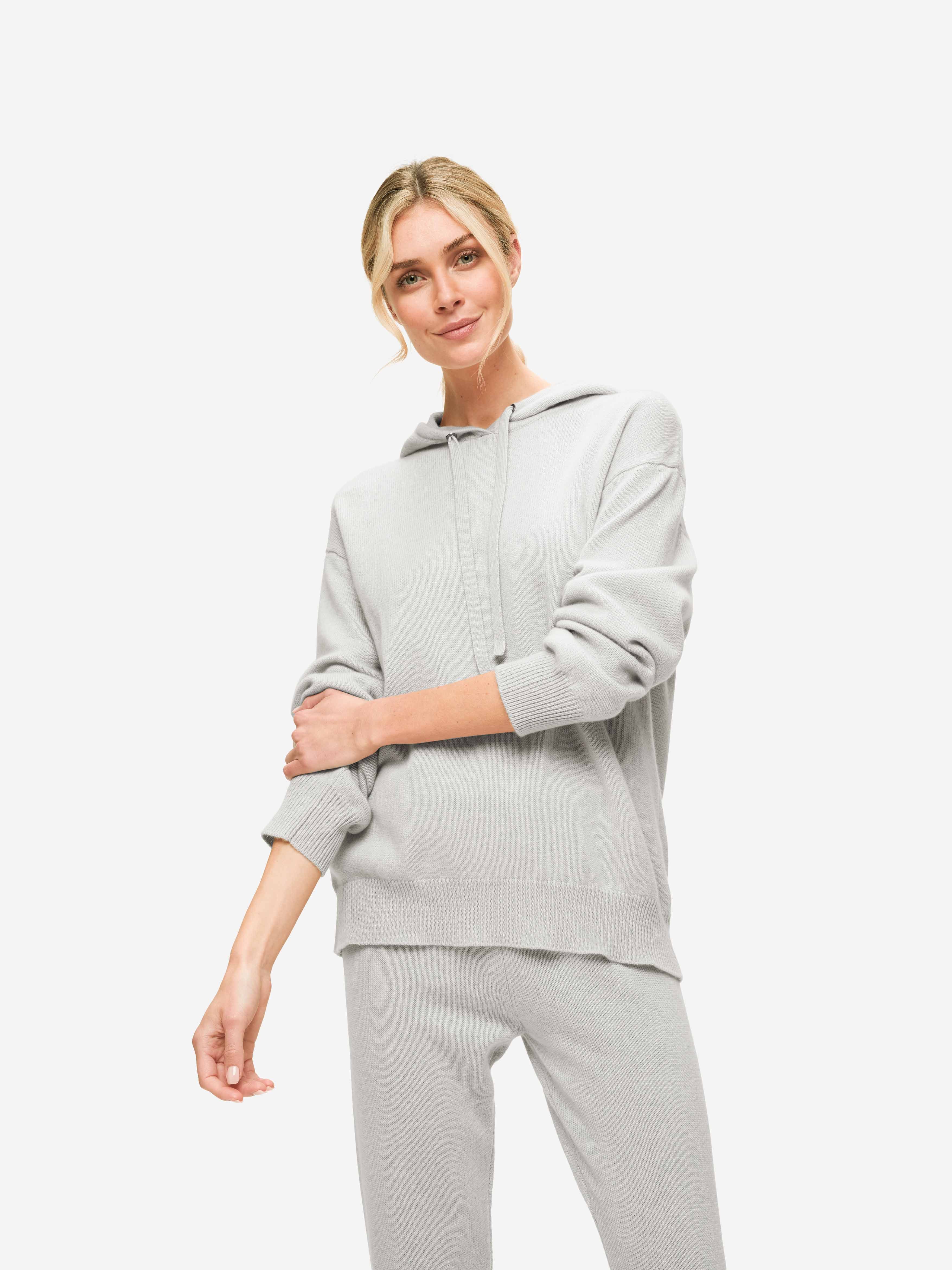 Women's Relaxed Pullover Hoodie Daphne Cashmere Silver sold by Derek Rose product image thumbnail 5