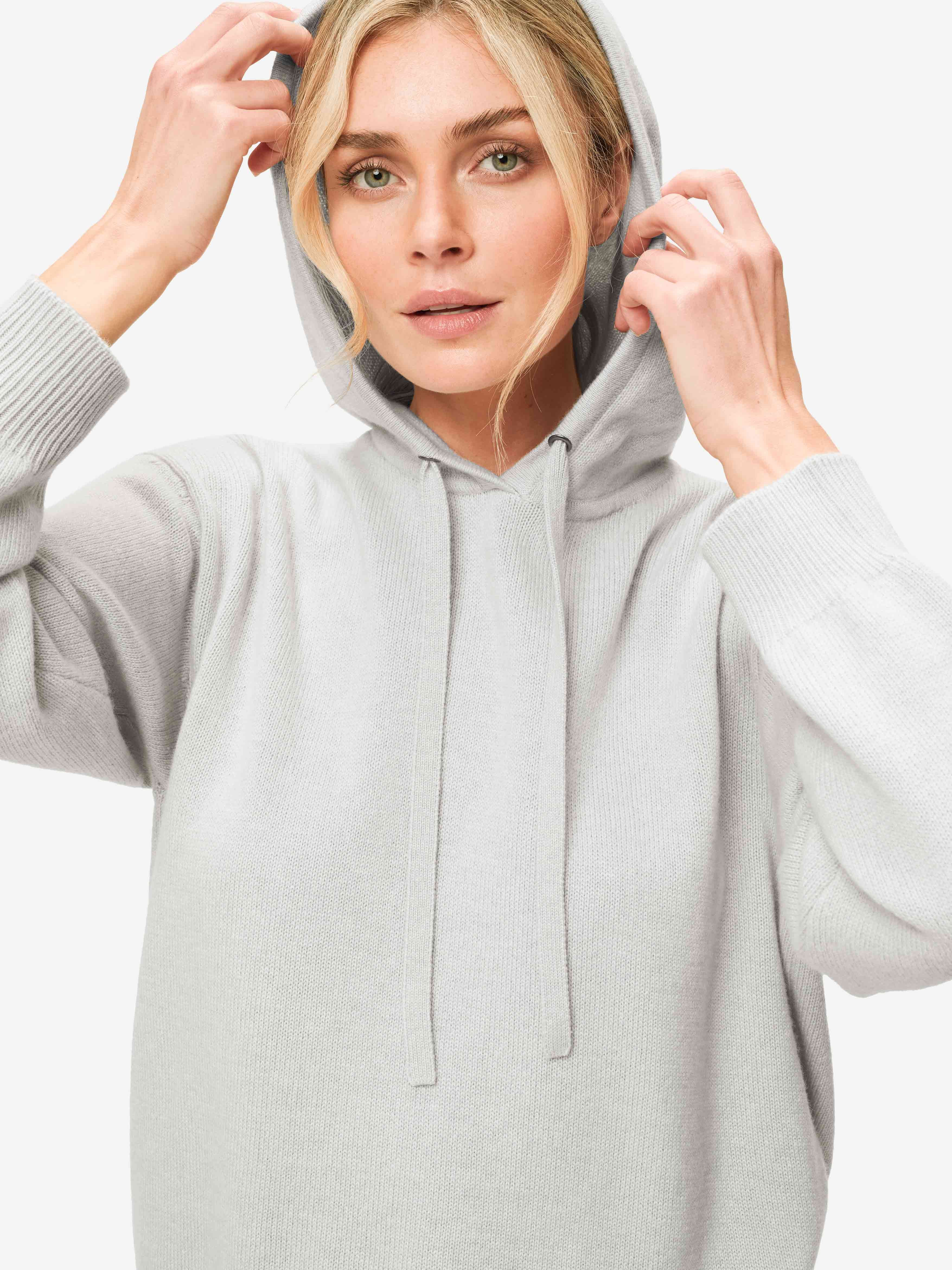 Women's Relaxed Pullover Hoodie Daphne Cashmere Silver sold by Derek Rose product image thumbnail 7