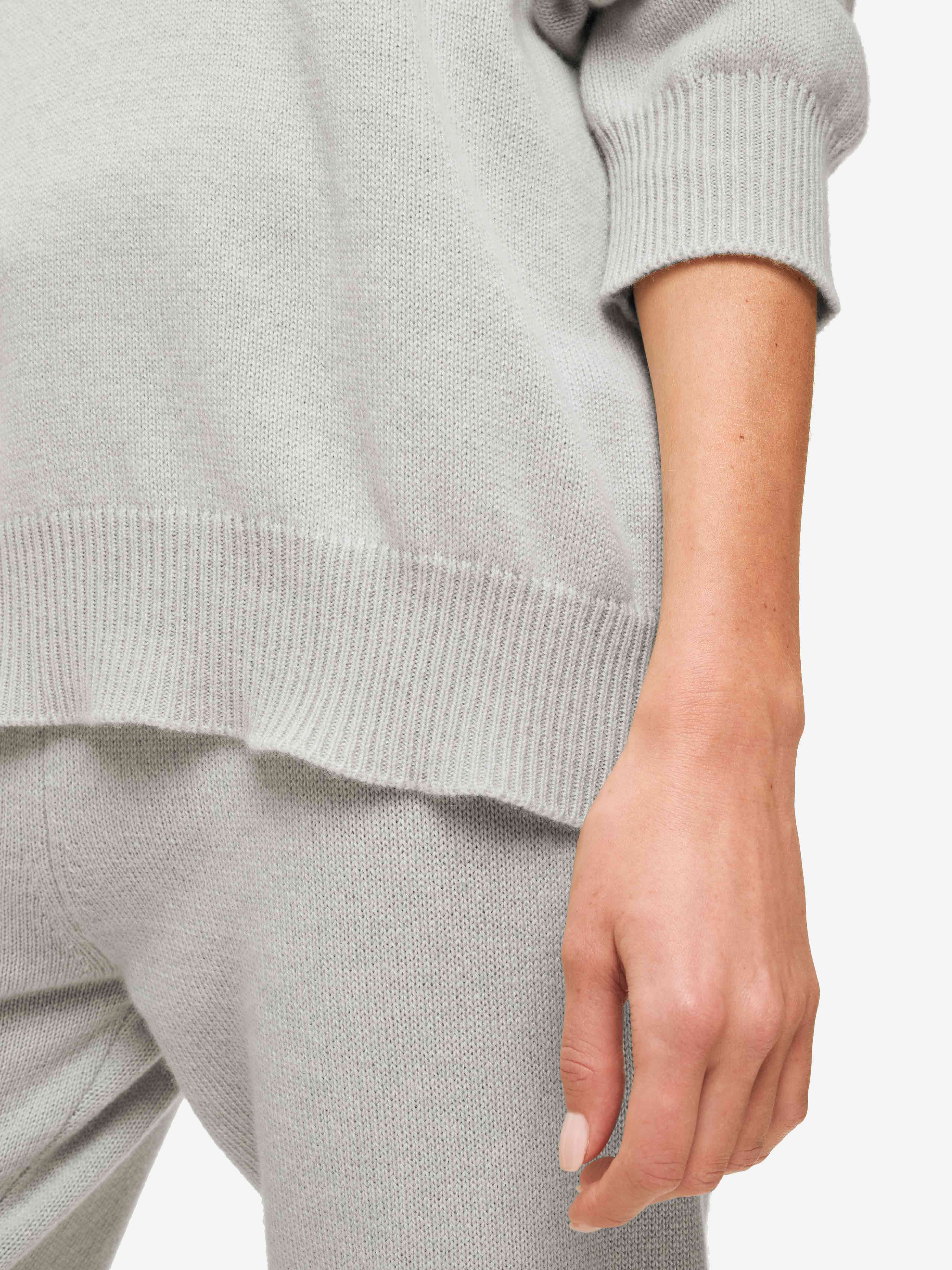 Women's Relaxed Pullover Hoodie Daphne Cashmere Silver sold by Derek Rose product image thumbnail 6