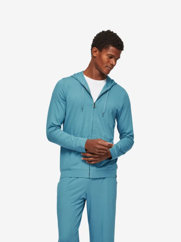Men's Jersey Hoodie Basel Micro Modal Stretch Harbour Blue sold by Derek Rose
