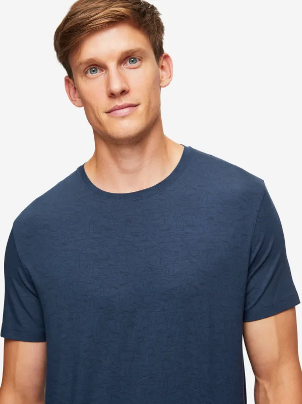 Men's T-Shirt London 9 Bird Print Micro Modal Navy sold by Derek Rose