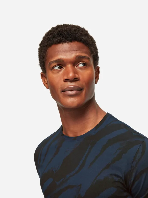Men's T-Shirt London 8 Micro Modal Navy sold by Derek Rose
