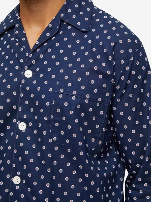 Men's Classic Fit Pyjamas Nelson 93 Cotton Batiste Navy sold by Derek Rose