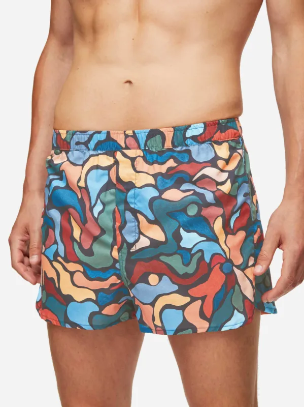 Men's Modern Fit Boxers Ledbury 61 Cotton Batiste Multi sold by Derek Rose