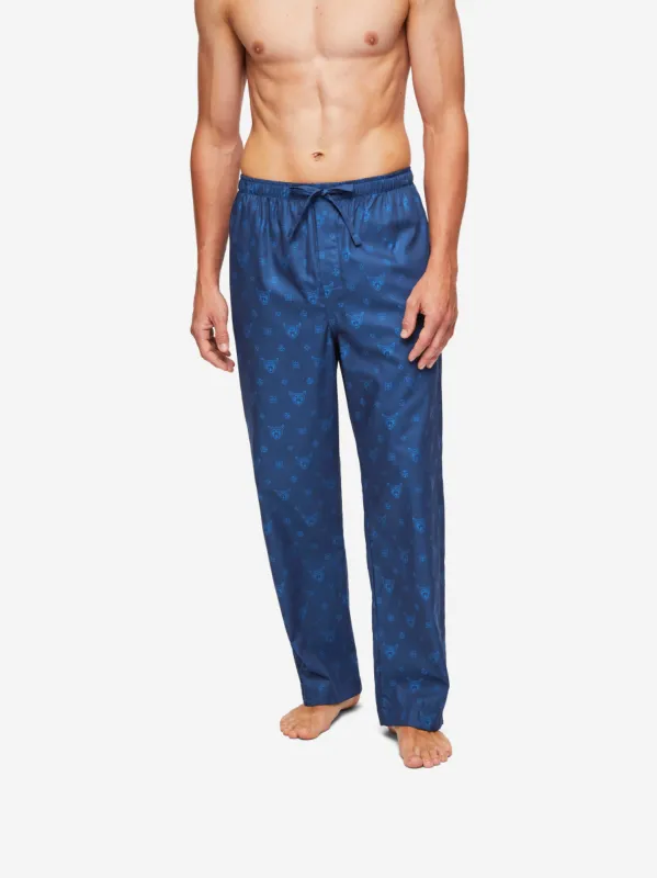 Men's Lounge Trousers Paris 24 Cotton Jacquard Navy sold by Derek Rose