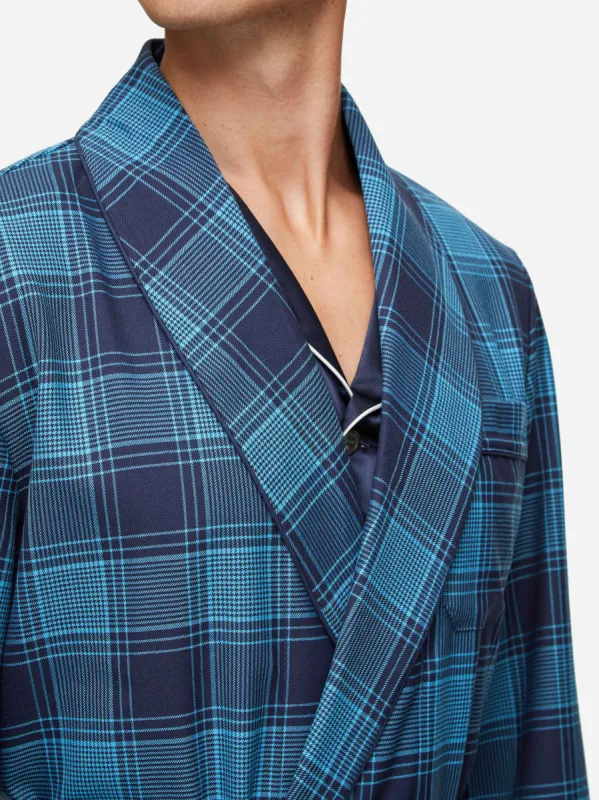 Men's Dressing Gown York 41 Wool Blue sold by Derek Rose