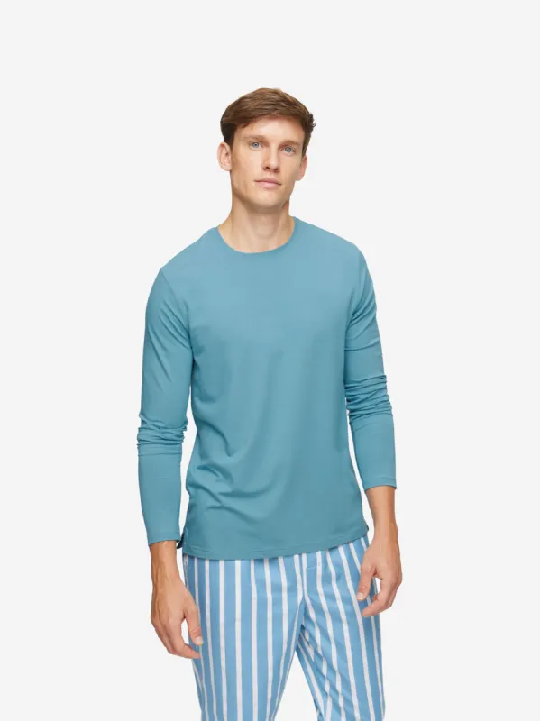 Men's Long Sleeve T-Shirt Basel Micro Modal Stretch Harbour Blue sold by Derek Rose