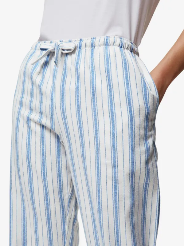 Women's Lounge Trousers Kelburn 31 Brushed Cotton Blue sold by Derek Rose