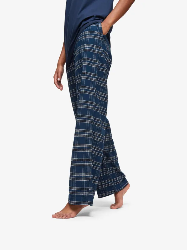 Women's Lounge Trousers Kelburn 30 Brushed Cotton Navy sold by Derek Rose