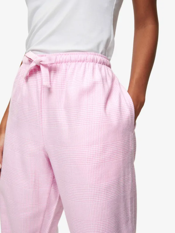 Women's Lounge Trousers Kelburn 32 Brushed Cotton Pink sold by Derek Rose