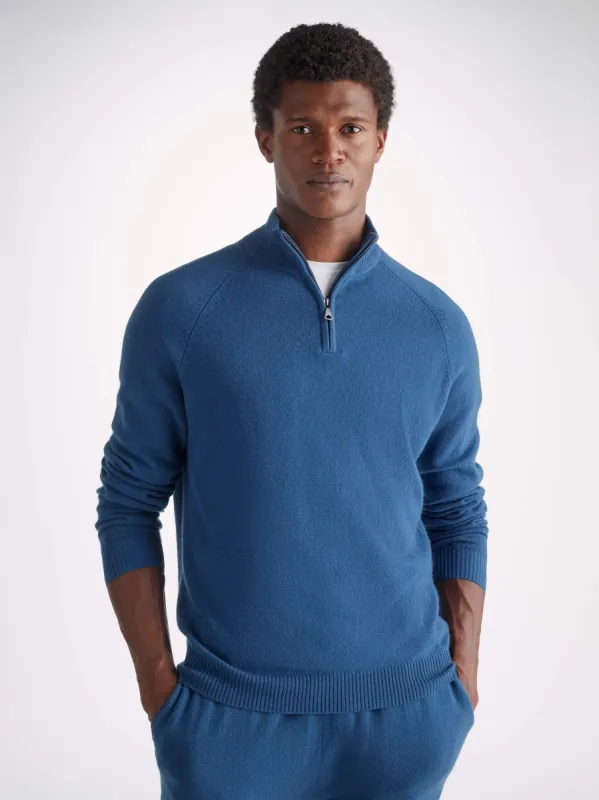 Men's Half-Zip Sweater Finley Cashmere Denim sold by Derek Rose