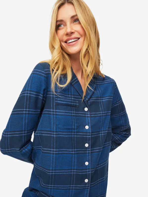 Women's Pyjamas Kelburn 27 Brushed Cotton Navy sold by Derek Rose