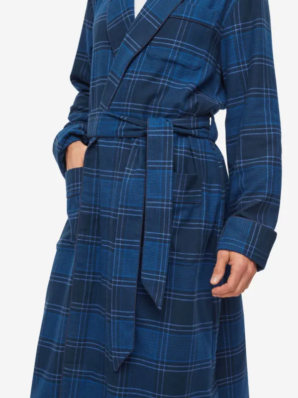 Men's Dressing Gown Kelburn 27 Brushed Cotton Navy sold by Derek Rose