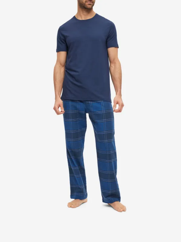 Men's Lounge Trousers Kelburn 27 Brushed Cotton Navy sold by Derek Rose
