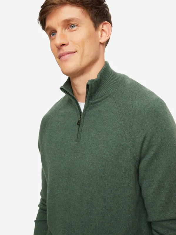Men's Half-Zip Sweater Finley Cashmere Green sold by Derek Rose