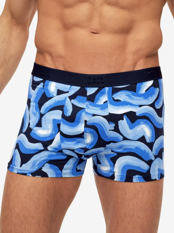 Men's Boxer Briefs Brushstroke Pima Cotton Stretch Navy sold by Derek Rose