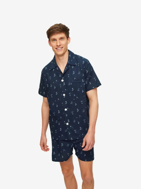 Men's Short Pyjamas Nelson 91 Cotton Batiste Navy sold by Derek Rose