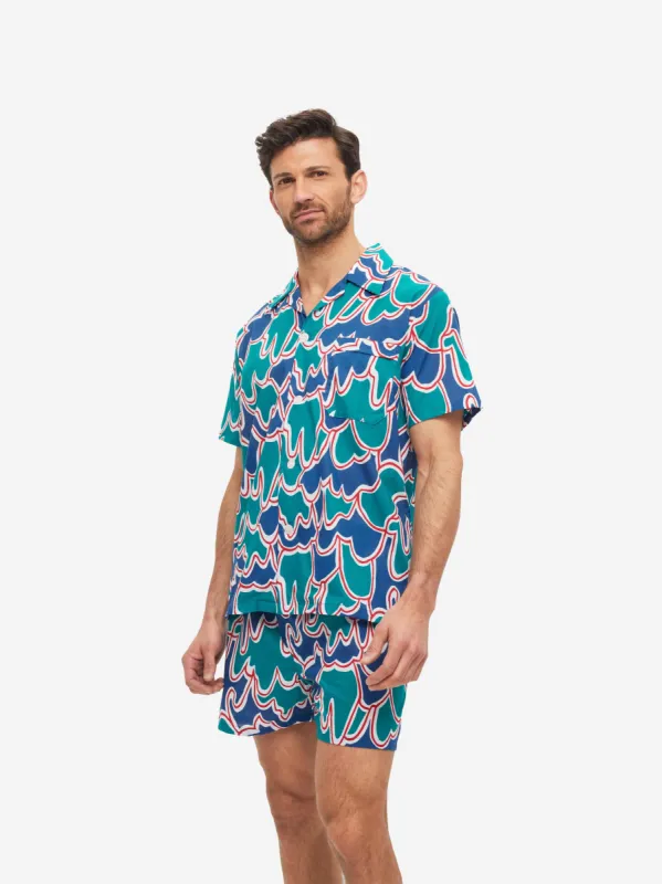 Men's Short Pyjamas Ledbury 54 Cotton Batiste Multi sold by Derek Rose