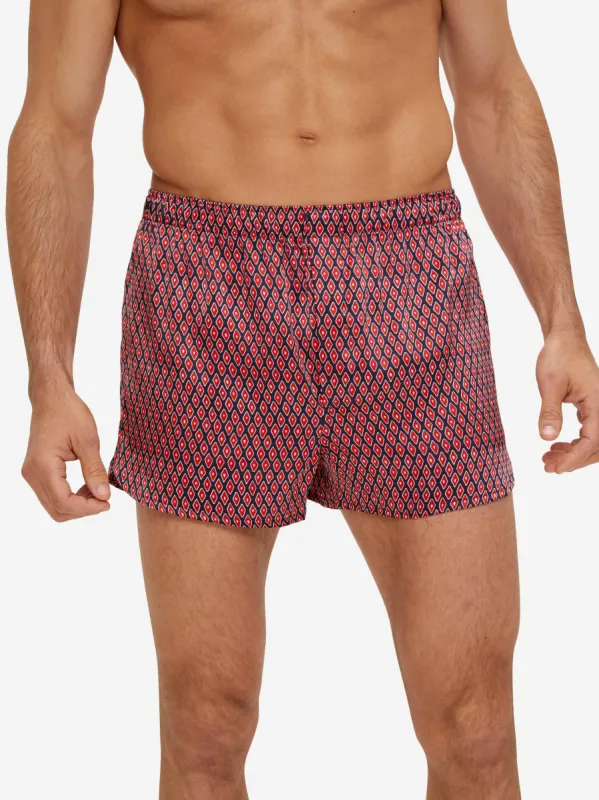 Men's Modern Fit Boxers Brindisi 76 Silk Satin Navy sold by Derek Rose