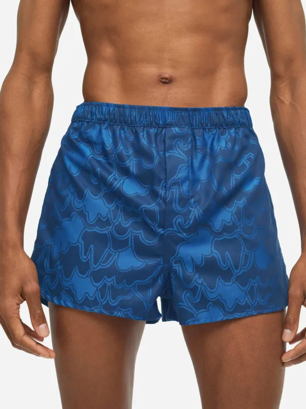 Men's Modern Fit Boxers Paris 23 Cotton Jacquard Navy sold by Derek Rose